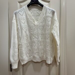 Cream Heart detail sweater